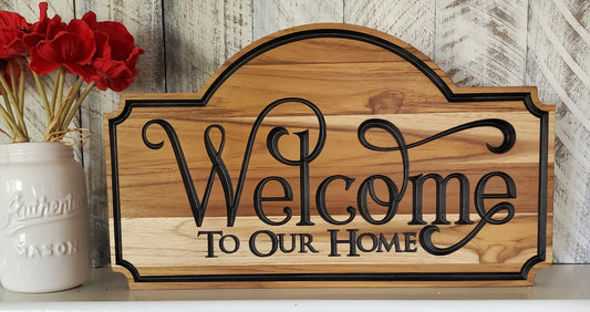 Welcome Home Plaque - Teak Black