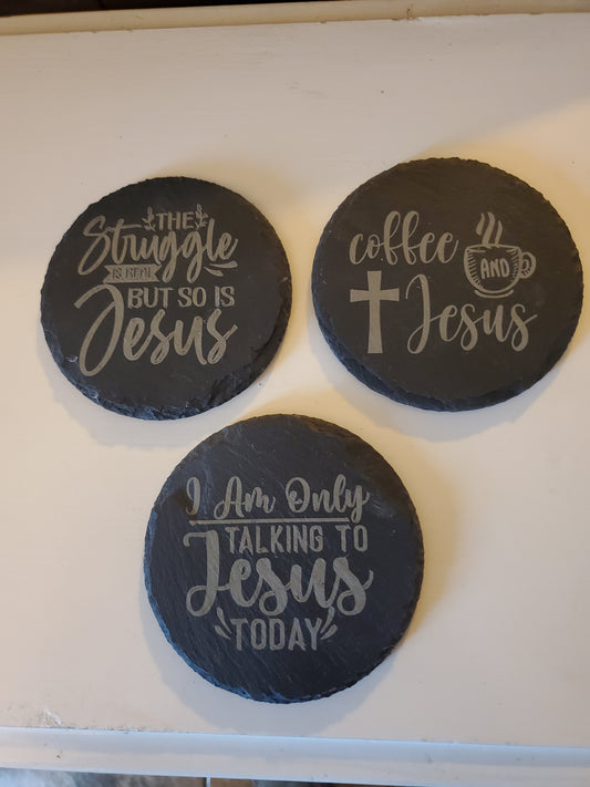 Lasered Slate Coaster single