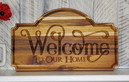 Welcome Home Plaque - Teak