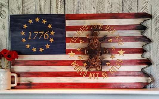 21"X38" Betsy Ross Minuteman Tattered Flag